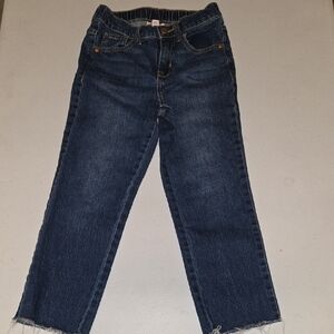 Cat & Jack Girls High-Rise Straight Leg Jeans - Dark Blue Size 7